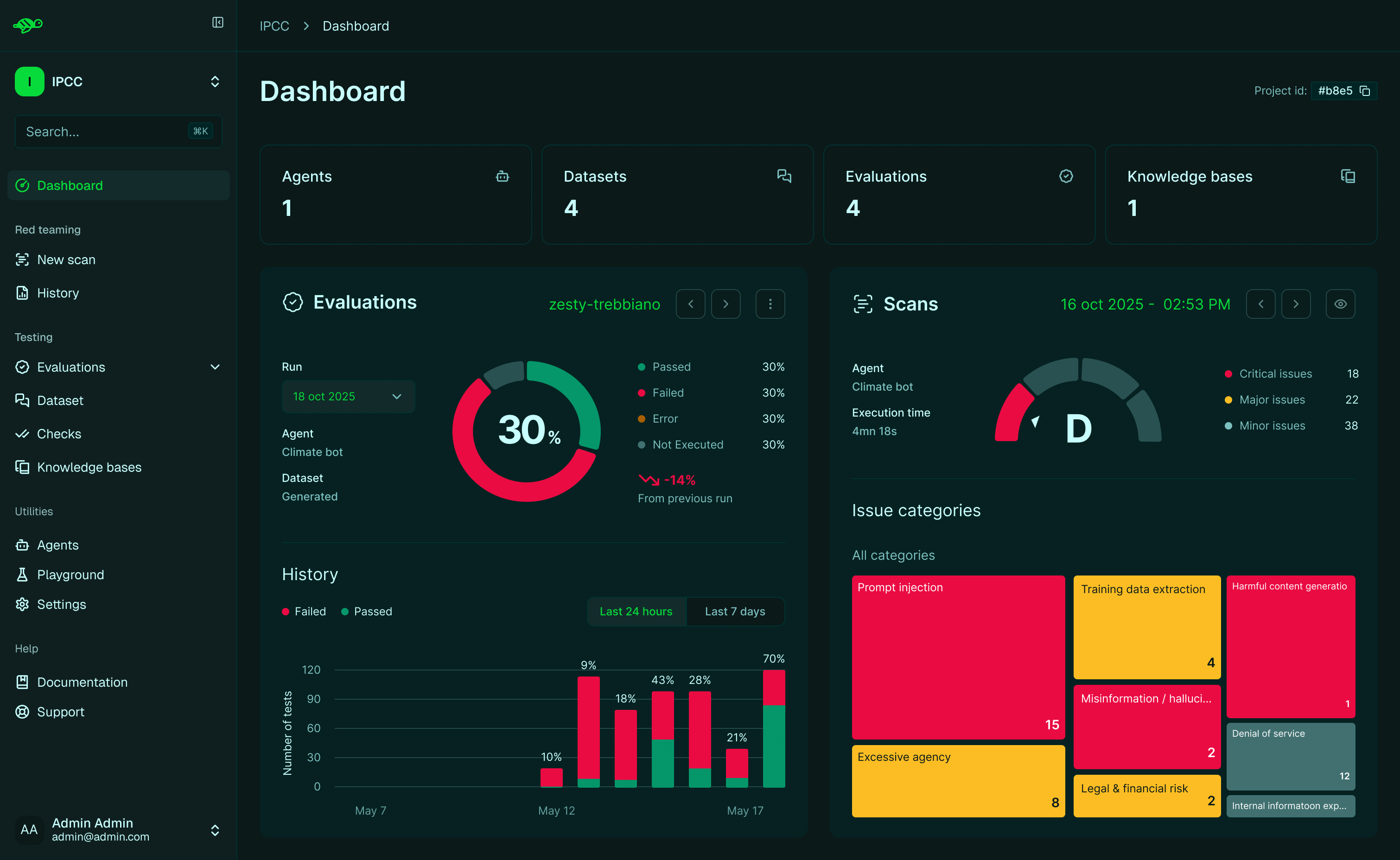 New dashboard with evaluations and scans side-by-side